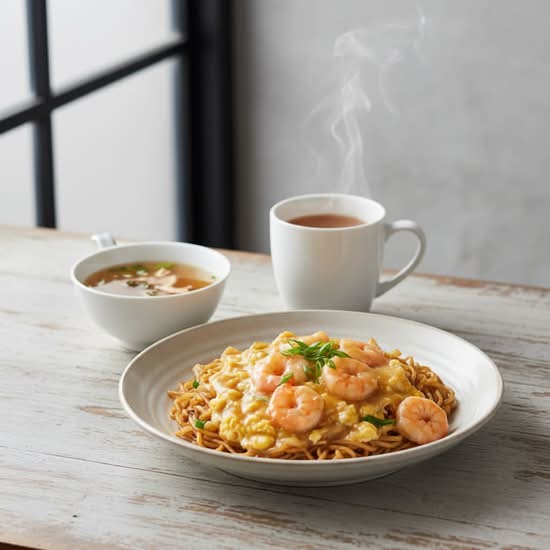 103. Shrimps with Stir Egg Sauce Fried Rice Noodle 滑蛋蝦仁炒河